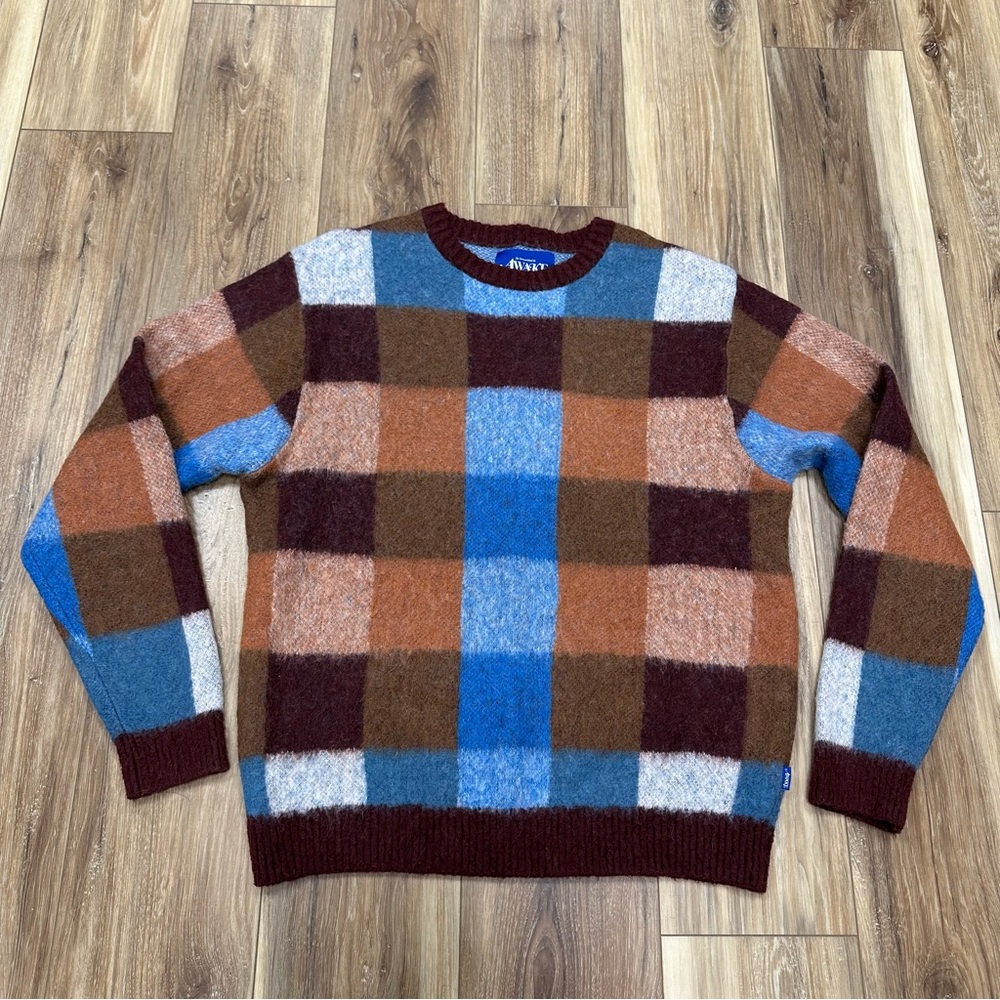 Awake New York Mohair Checkered Square Sweater, Large